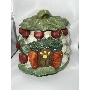 Vintage Dept 56 Ceramic Carrots and Cabbage‎ Cookie Jar 1991  8 1/2"